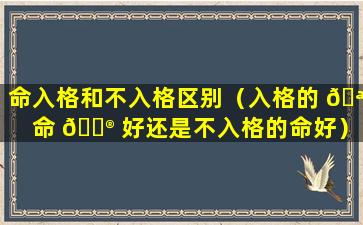 命入格和不入格区别（入格的 🪴 命 💮 好还是不入格的命好）